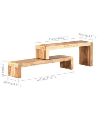 2 Piece TV Stand Solid Wood Acacia