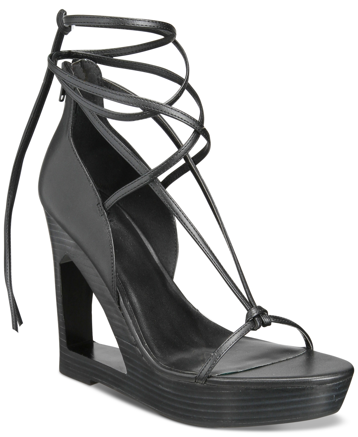 Aaj by Aminah Women's Nina Lace-Up Architectural Wedge Sandals