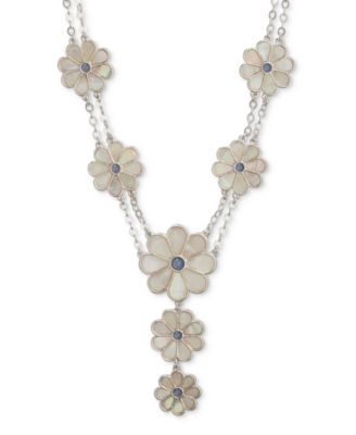 Lucky Brand Silver-Tone Color Stone & Mother-of-Pearl Daisy Double-Row ...