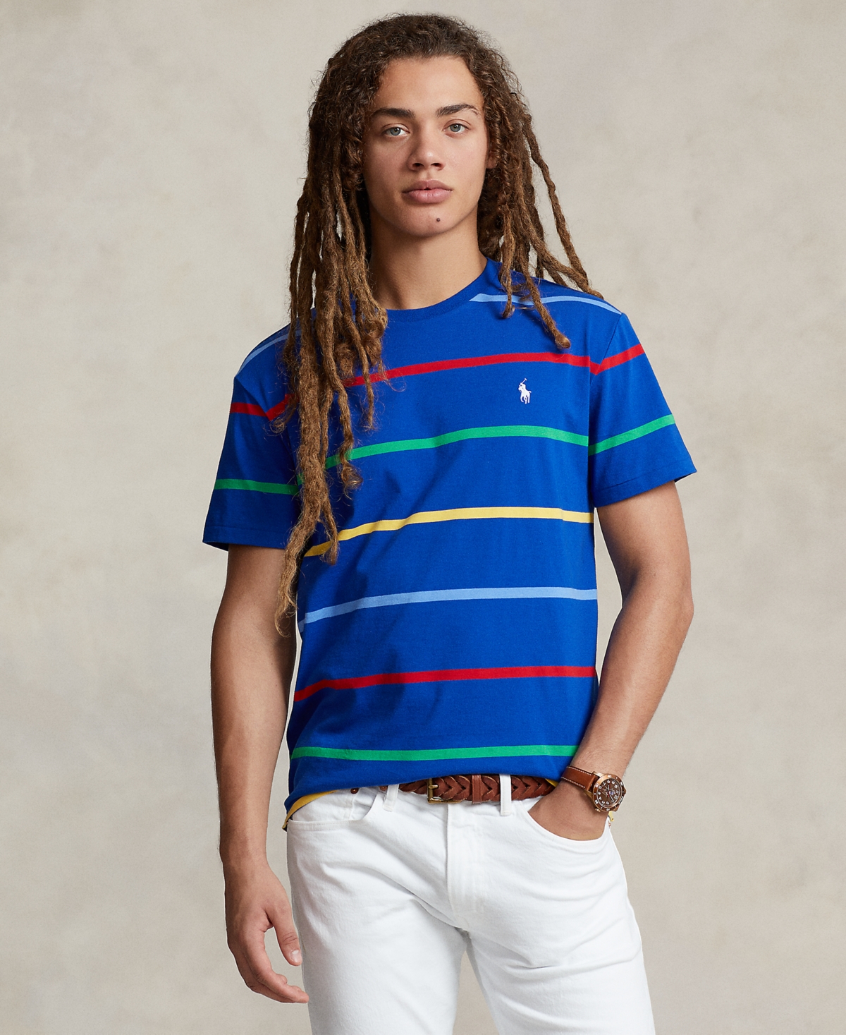 Polo Ralph Lauren Men's Classic-fit Striped Jersey T-shirt In Sapphire Star Multi