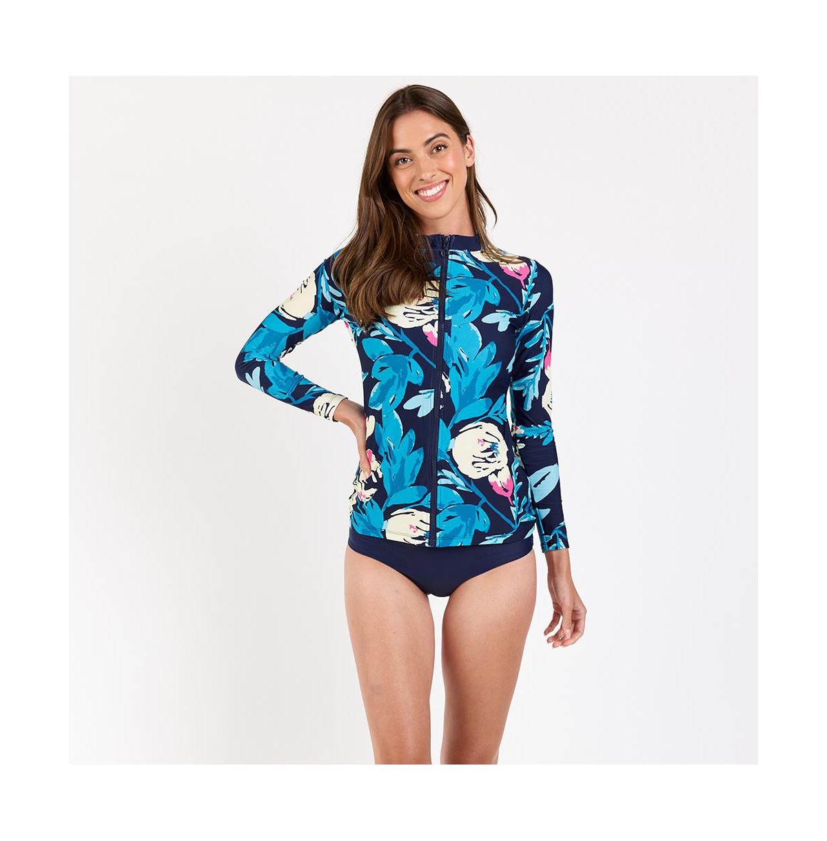 Women's Full-Zip Nora Swim Top - Midnight bloom