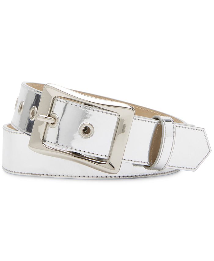 Wide Ring-Buckle Faux-Leather Belt For Women (1 1/2)