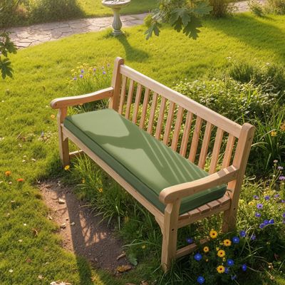 Patio Bench Cushion Outdoor Olefin Fabric Slipcover Sponge Foam 46.5” x 17.7” x 3” - Green