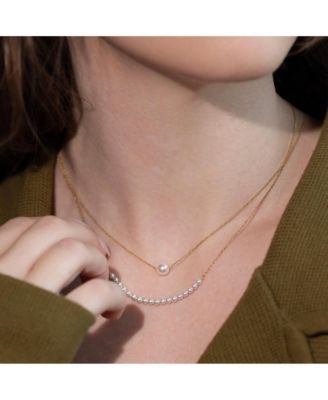 Sterling Silver 18k Gold Plated Rosalie Cultured Pearl Necklace