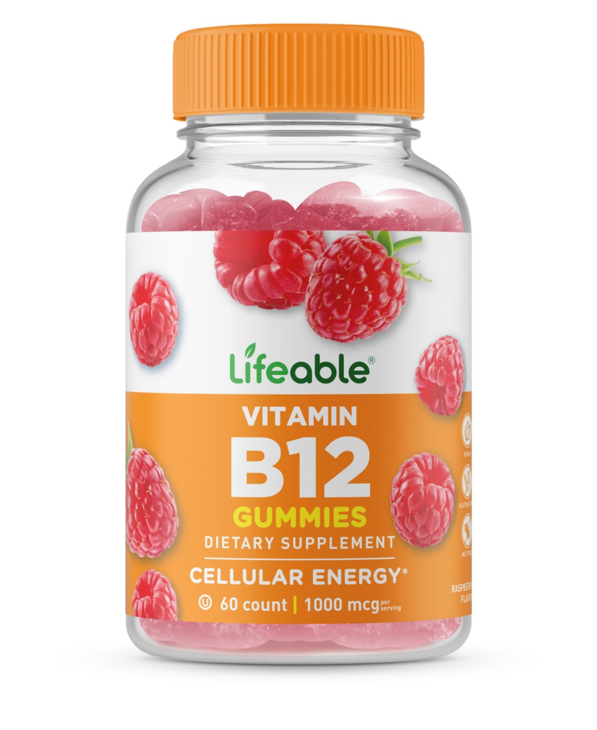 Vitamin B12 1,000 mcg Gummies - Energy, Mood, And Metabolism - Great Tasting Natural Flavor, Dietary Supplement Vitamins - 60 Gummies - Open