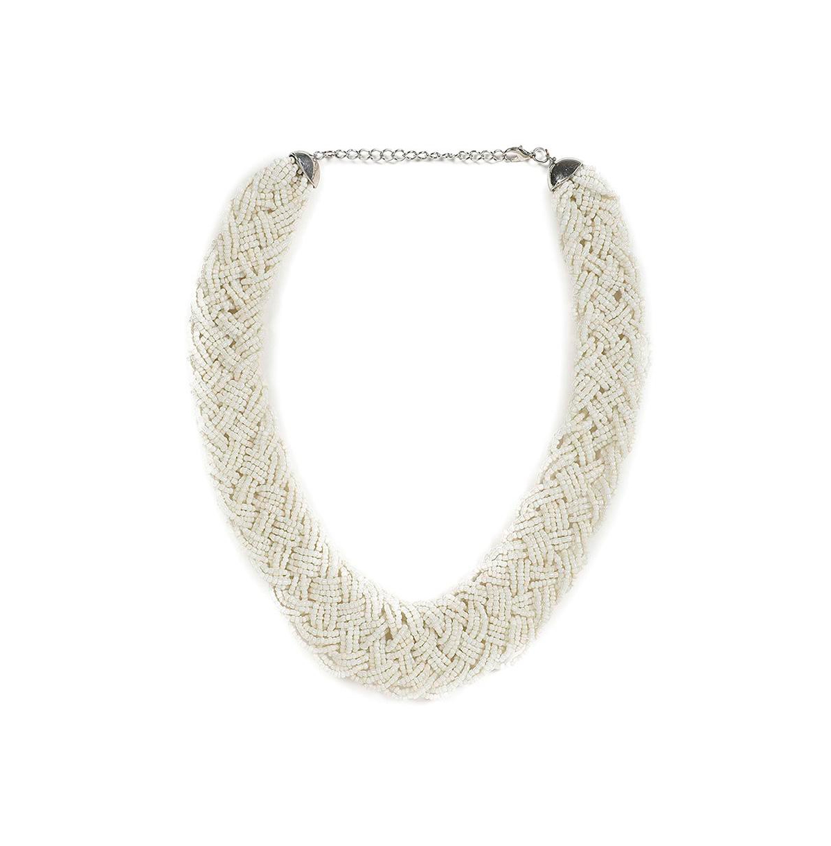 Women's White Beaded Cluster Necklace - White