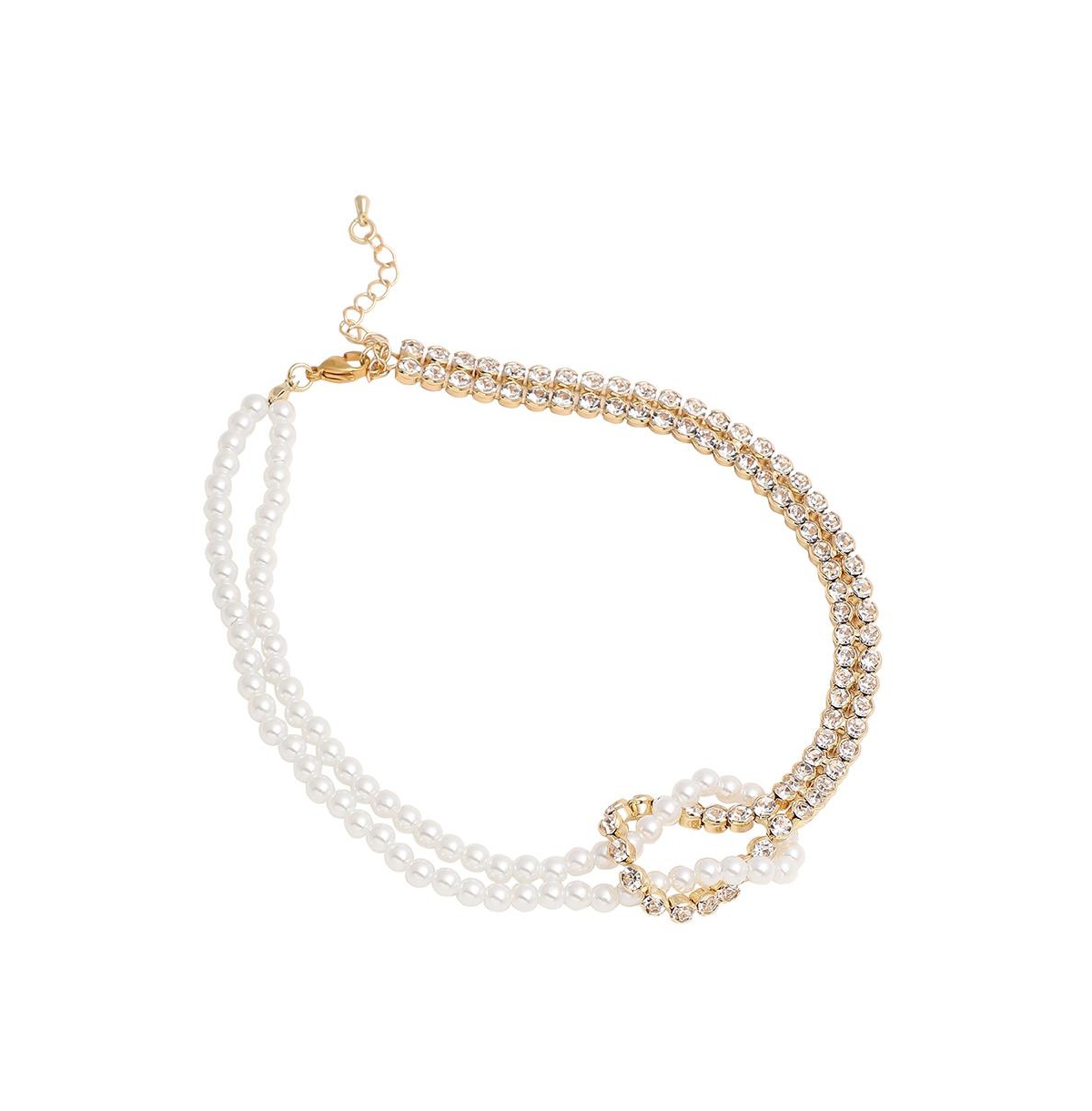 Women's White Embellished Pearl Necklace - White
