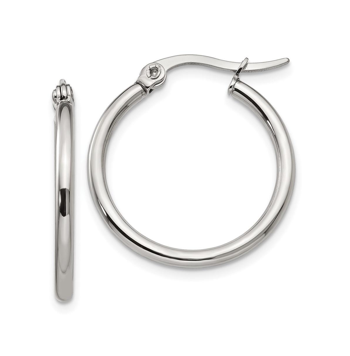 Stainless Steel Polished Diameter Hoop Earrings - Silver