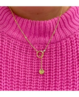 Cubic Zirconia Circle Lariat Necklace
