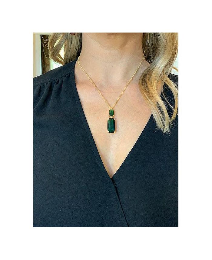 Rivka Friedman Emerald Crystal Double Drop Pendant Necklace Macy's