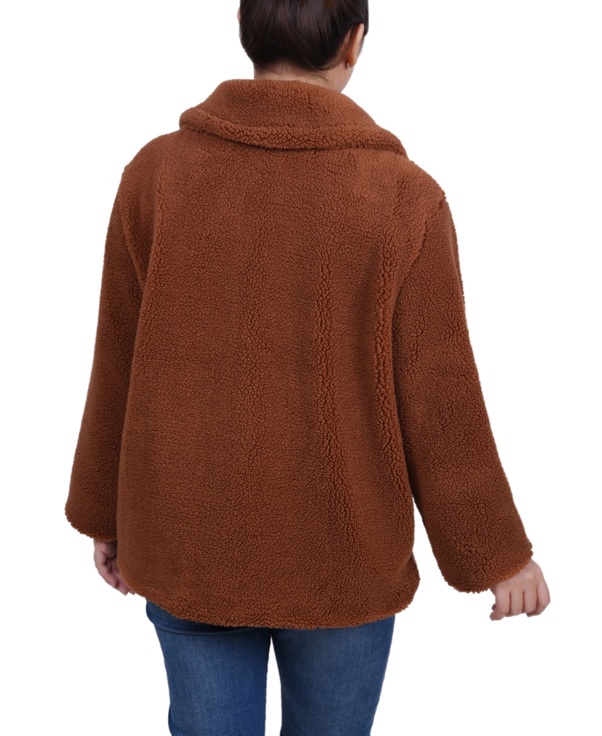 Ny Collection Women's Long Sleeve Double Breasted Sherpa Jacket