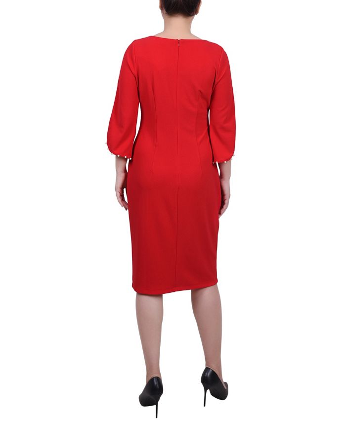 NY Collection 3/4 Length Pearl Detail Dress