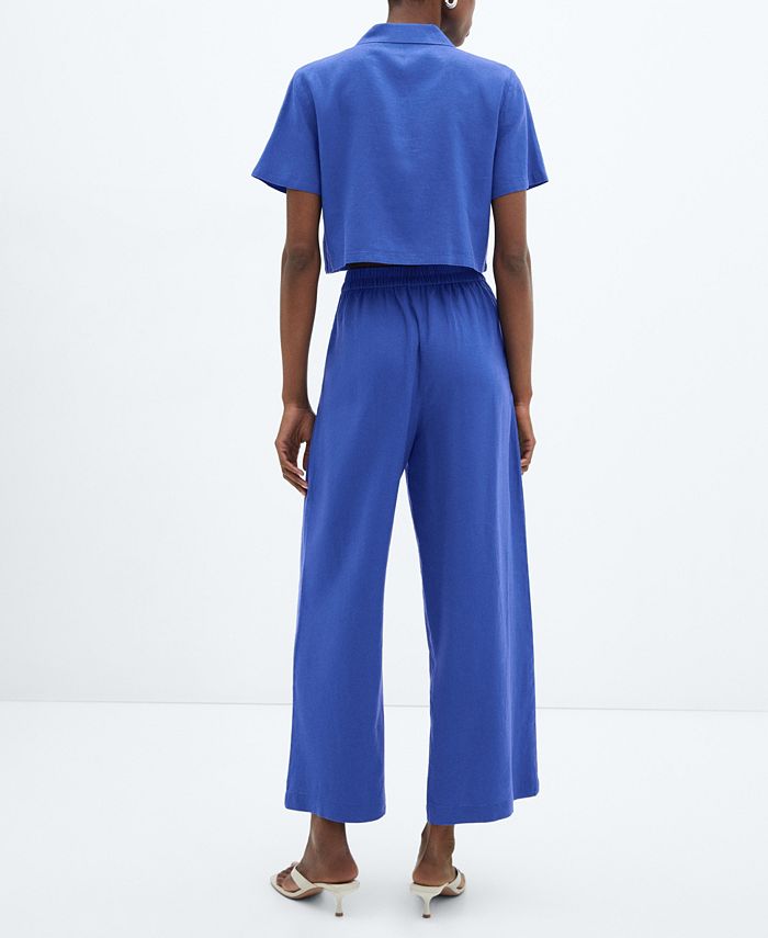 MANGO Women's Wide Leg Linen Pants Macy's