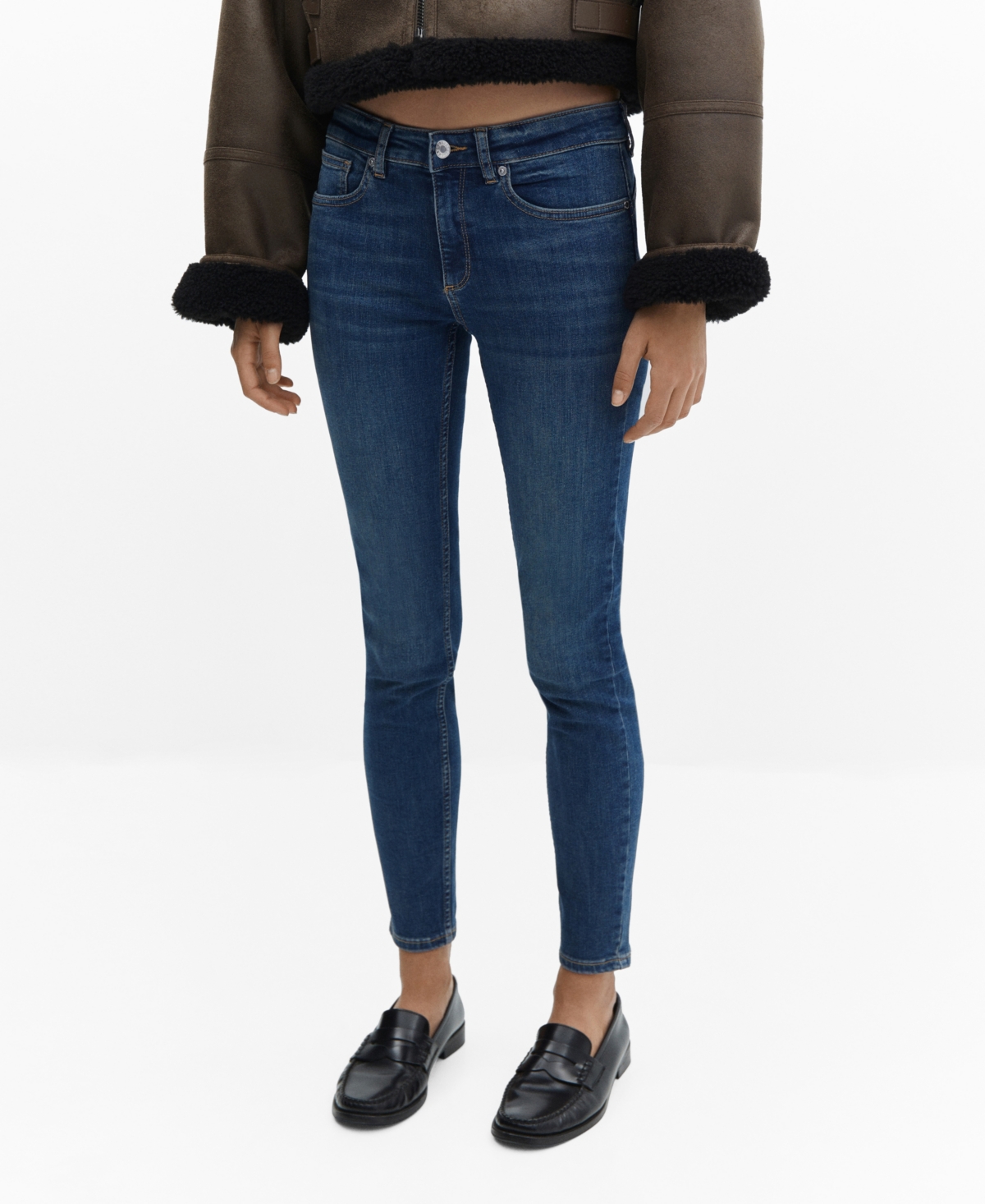 Mango Skinny Push-up Jeans Dark Blue In Dark Blue