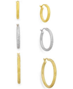 image of Two-Tone Three-Hoop Set in 14k Gold Vermeil