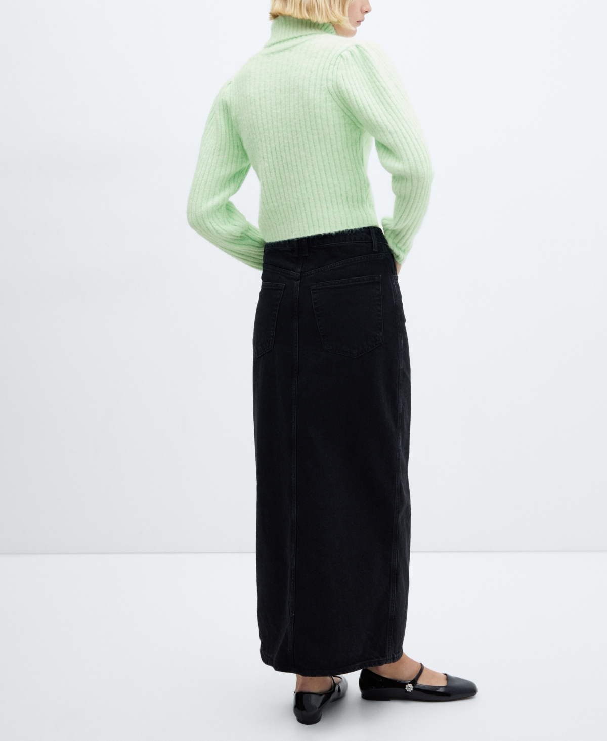 Shop Mango Women's Turtleneck Knitted Sweater In Green Apple