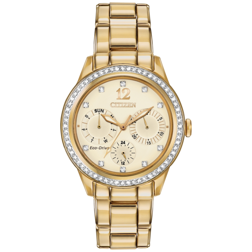 Citizen Womens Chronograph Eco Drive Gold Tone Stainless Steel