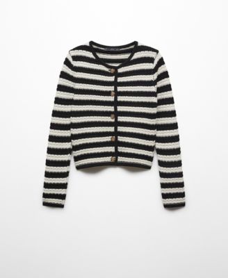 Women's Jewel Buttons Striped Cardigan