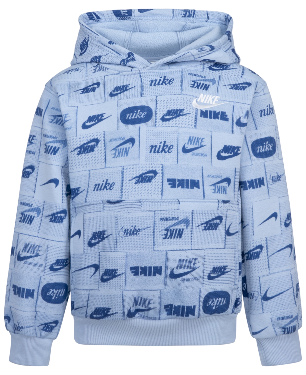 Shop Nike Toddler Boys All-over Print Hoodie In Light Armory Blue