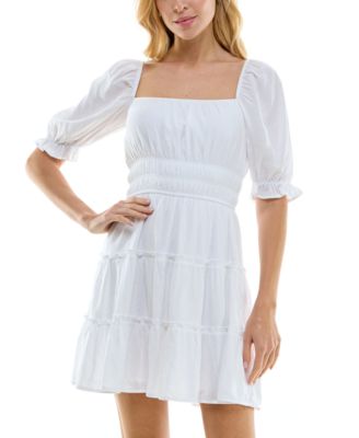 Juniors' Tiered Fit & Flare Lined Dress