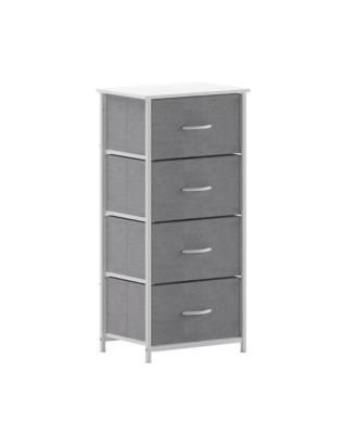 Marley 4-Drawer Storage Dresser with Cast Iron Frame, Wood Top, and Easy-Pull Fabric Drawers with Wooden Handles