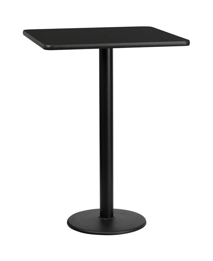 30'' Square Laminate Table Top with 18'' Round Bar Height Table Base and Foot Ring