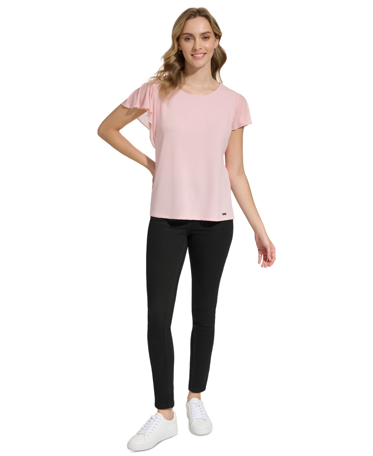 Calvin Klein Women's Mesh Sleeve Top