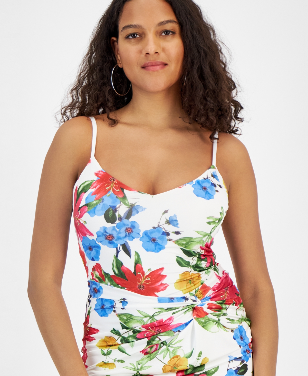 Shop Guess Women's Chiara Floral Twist-front Sleeveless Dress In Dreamy Fields Print