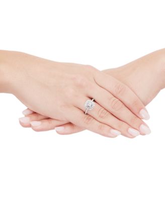 Diamond Princess Double Halo Engagement Ring (1 ct. t.w.) in 14k White Gold