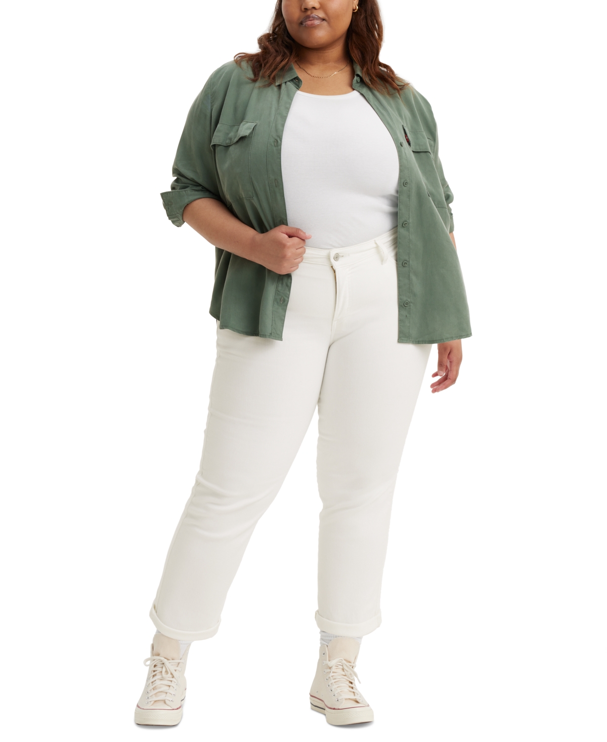 Levi's Trendy Plus Size Boyfriend Jeans In Simply White