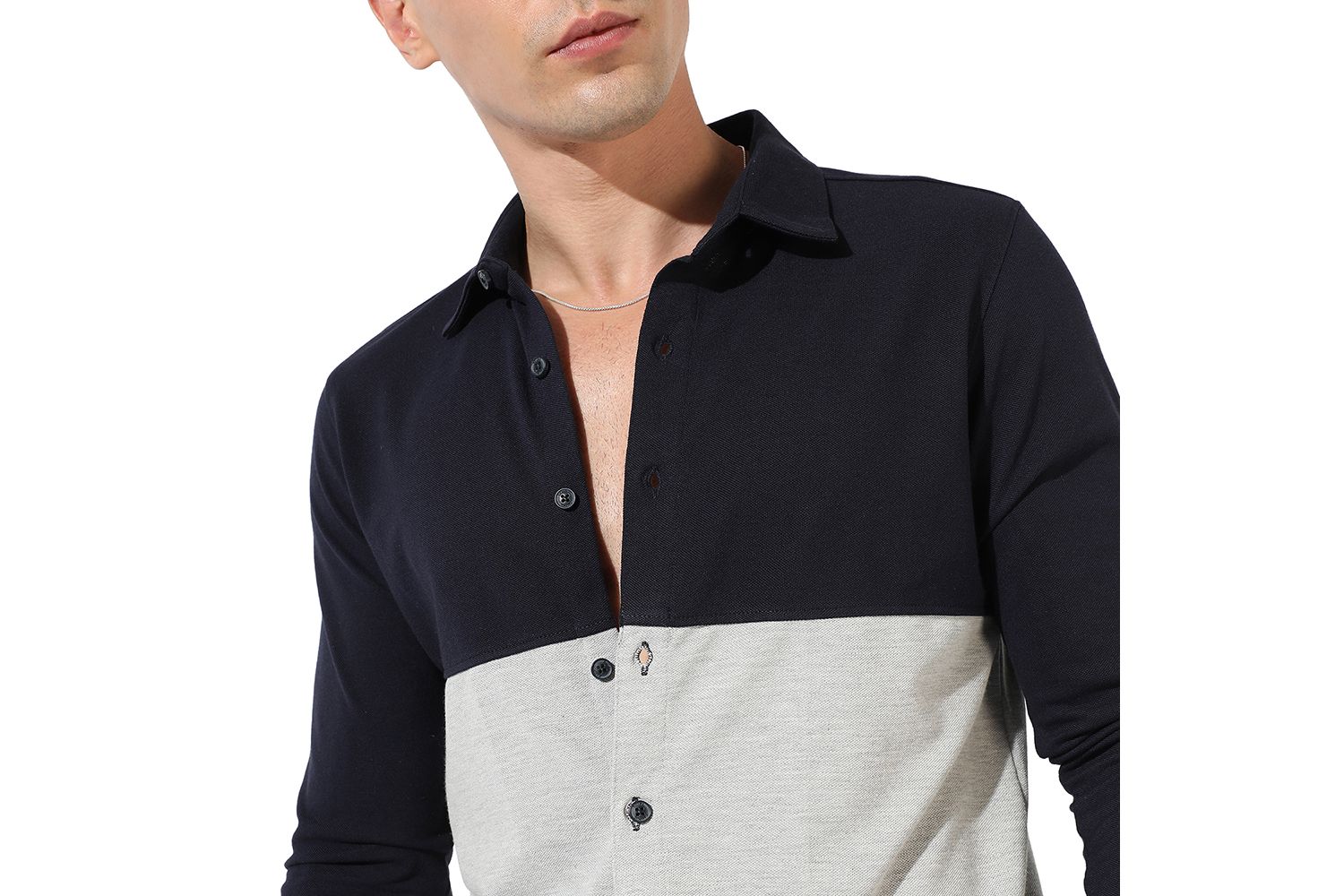 Men's Colourblocked Collared Casual Shirt