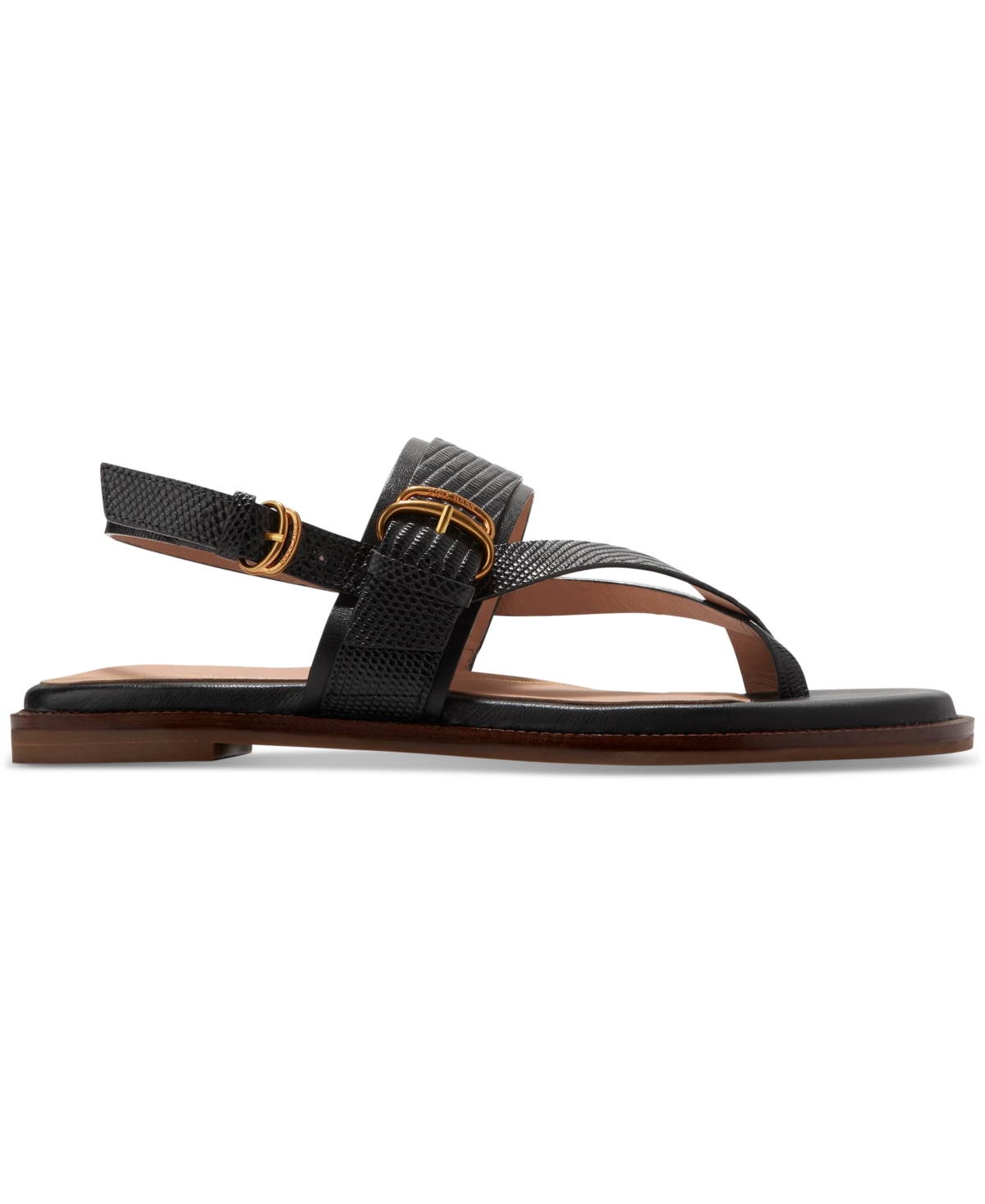 Shop Cole Haan Women's Anica Lux Buckle Flat Sandals In Pecan Leather