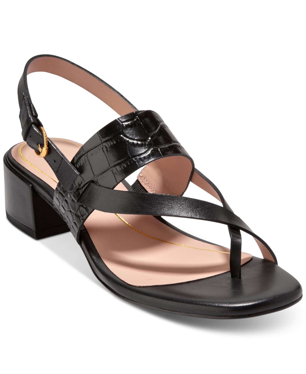 Shop Cole Haan Women's Anica Lux Block-heel Dress Sandals In Black Leather