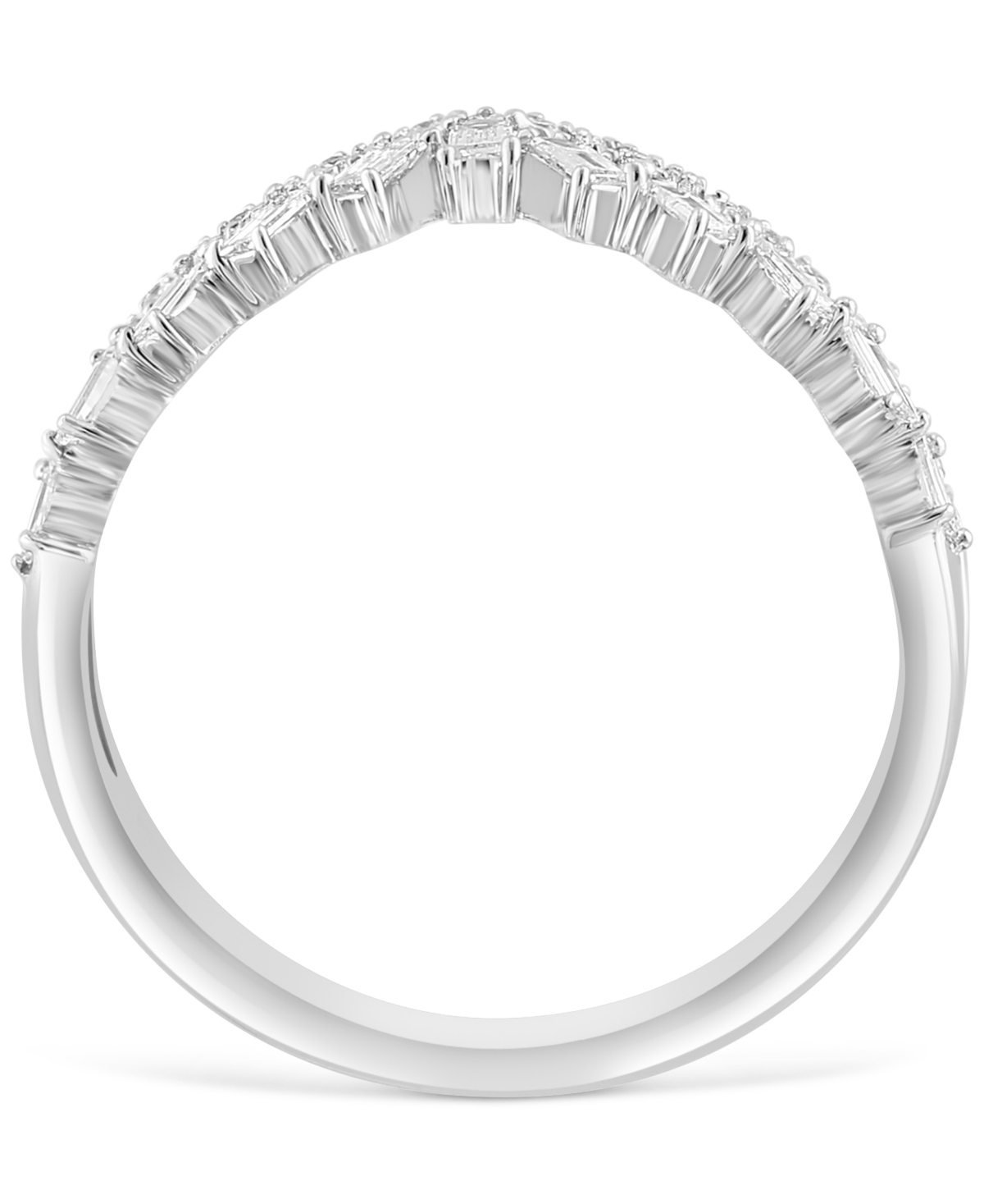 Shop Effy Collection Effy Certified Diamond Round & Baguette V-shaped Ring (1/3 Ct. T.w.) In 14k White Gold