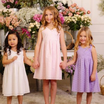 Girls' Sleeveless Bow Shoulder Swing Dress, Kids