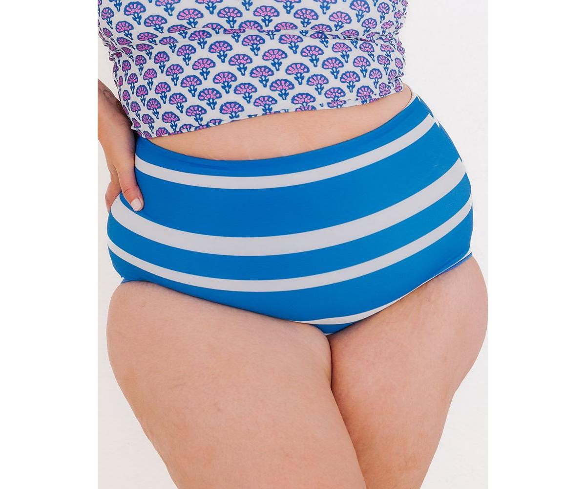 Lime Ricki Women's Plus Size Capri/ Capri Stripe Reversible Ultra  High-Waist Bottom - Capri/capri stripe