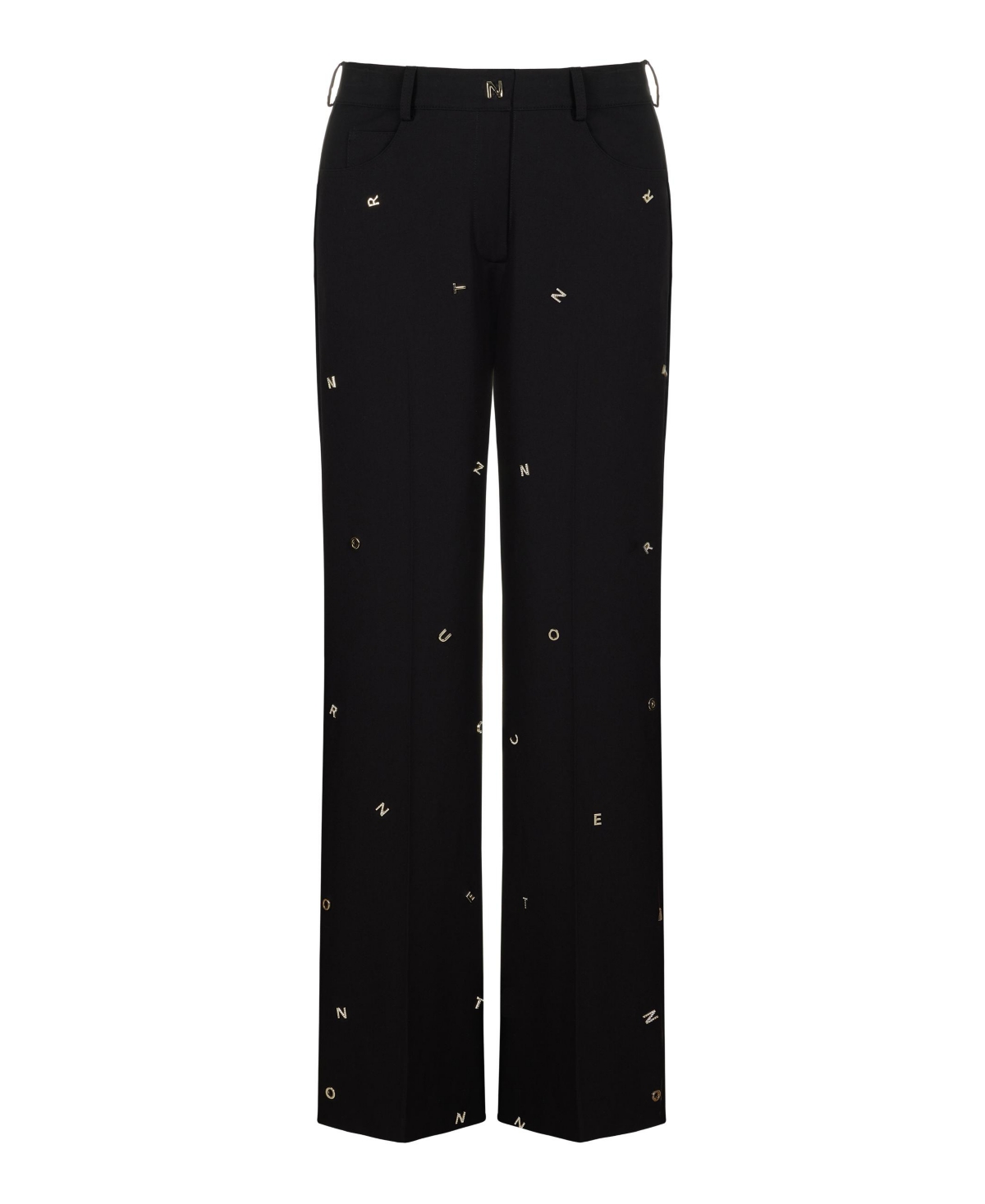 Women's Metallic Letter Detailed Pants - Black