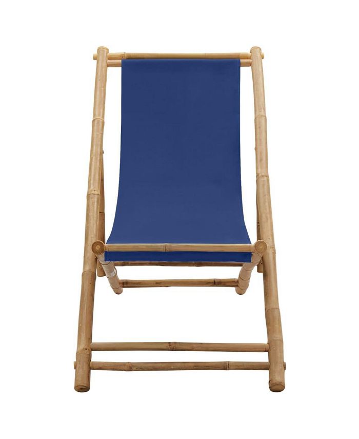 vidaXL Deck Chair Bamboo and Canvas Navy Blue Macy's