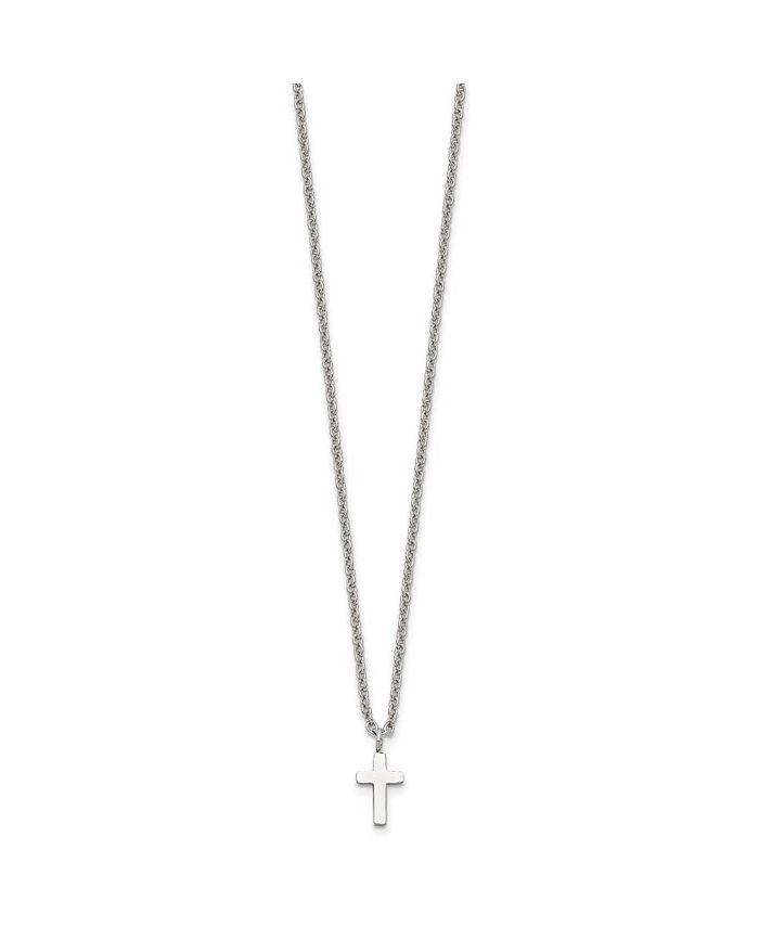 Chisel Polished 11mm Cross Pendant on a 18 inch Cable Chain Necklace ...