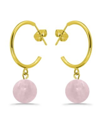 14K Gold Plated Multi Genuine Stone Hoop Earrings