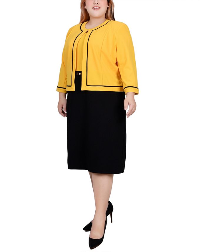 NY Collection Missy 3/4 Sleeve Contrast Detail Dress main image 1