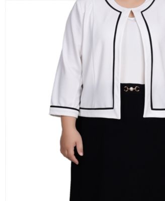 Plus Size 3/4 Sleeve Dress, 2 Piece Set