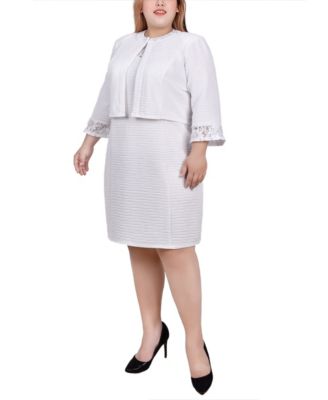 Plus Size Novelty Knit and Lace Dress, 2 Piece Set