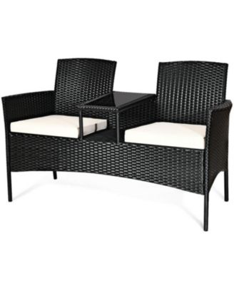 Outdoor Wicker Furniture Set with Removable Cushions and Accent Table