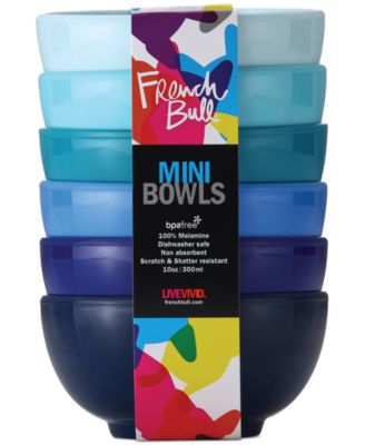 French Bull - Shades of Blue Melamine Mini Bowls, Set of 6