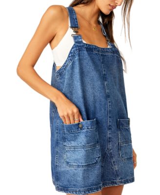 white christmas dresses Women Autumn Casual Solid Loose Denim Overall Dress main image 0