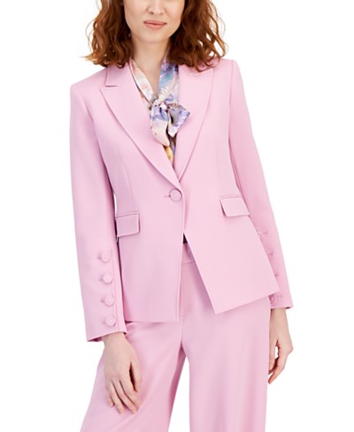 $100 Kasper Women's Pink Shawl-Collar Open-Front Blazer Jacket Petite Size  PM