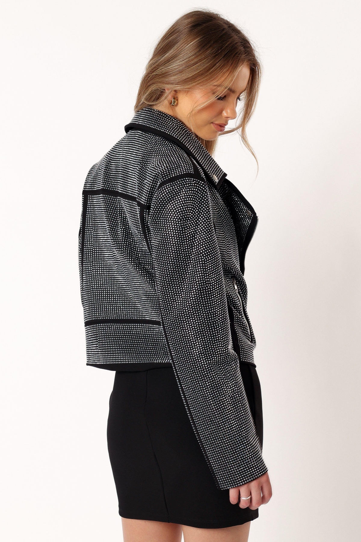 Elaina Crystal Studded Moto Jacket