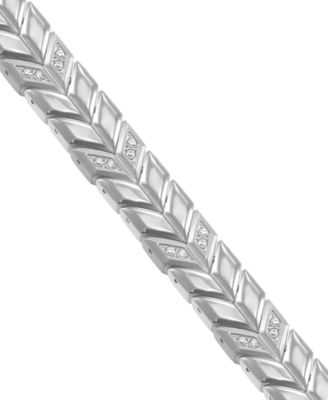 Men's Cubic Zirconia Chevron Link Bracelet in Stainless Steel