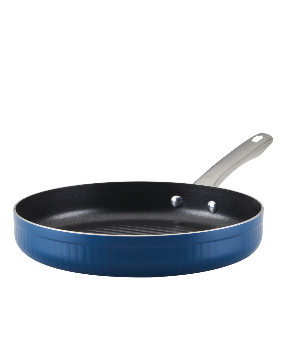 Farberware Style Aluminum Nonstick 11.25" Cookware Deep Round Grill Pan In Blue